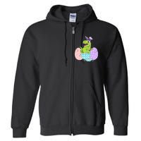 Cute Easter Dinosaur T Rex Bunny Easter Day Full Zip Hoodie