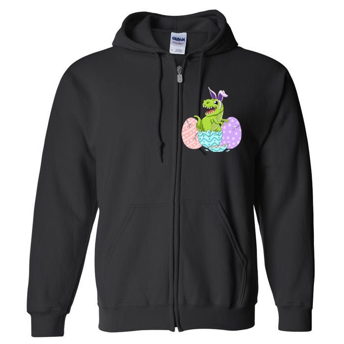 Cute Easter Dinosaur T Rex Bunny Easter Day Full Zip Hoodie