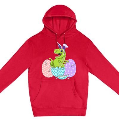 Cute Easter Dinosaur T Rex Bunny Easter Day Premium Pullover Hoodie