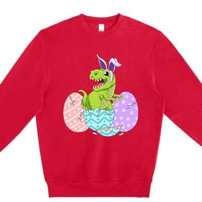 Cute Easter Dinosaur T Rex Bunny Easter Day Premium Crewneck Sweatshirt