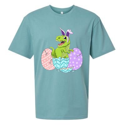 Cute Easter Dinosaur T Rex Bunny Easter Day Sueded Cloud Jersey T-Shirt