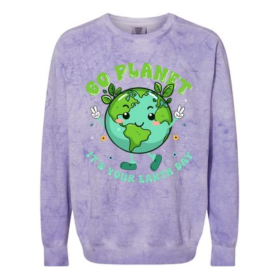 Cute Earth Day For Teachers Save The Planet Colorblast Crewneck Sweatshirt