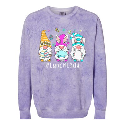 Cute Easter Day Gnome Love Lunch Lady  Matching Colorblast Crewneck Sweatshirt