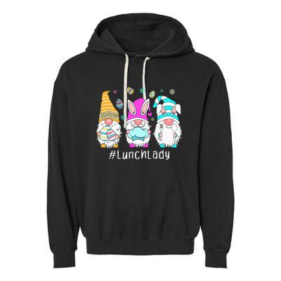 Cute Easter Day Gnome Love Lunch Lady  Matching Garment-Dyed Fleece Hoodie