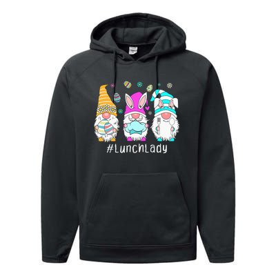 Cute Easter Day Gnome Love Lunch Lady  Matching Performance Fleece Hoodie