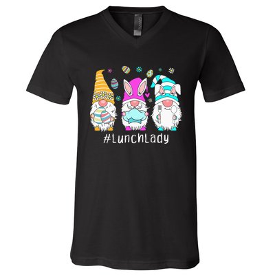 Cute Easter Day Gnome Love Lunch Lady  Matching V-Neck T-Shirt