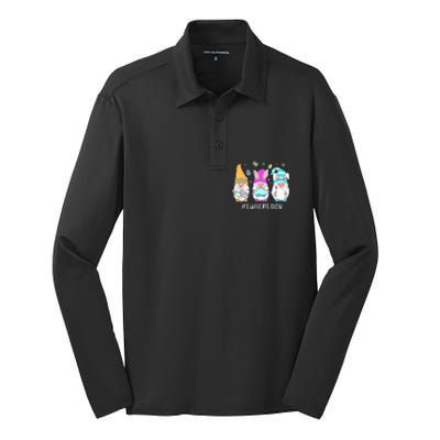 Cute Easter Day Gnome Love Lunch Lady  Matching Silk Touch Performance Long Sleeve Polo