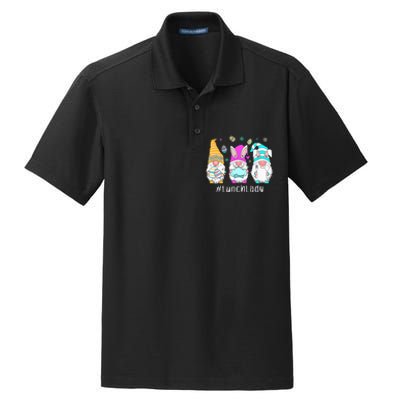 Cute Easter Day Gnome Love Lunch Lady  Matching Dry Zone Grid Polo