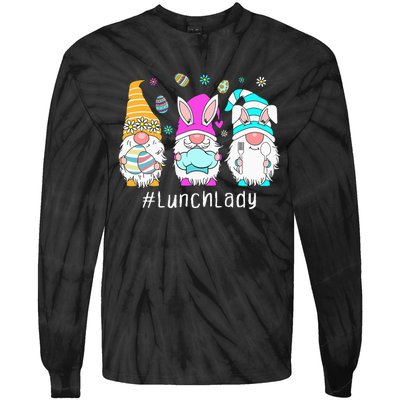 Cute Easter Day Gnome Love Lunch Lady  Matching Tie-Dye Long Sleeve Shirt