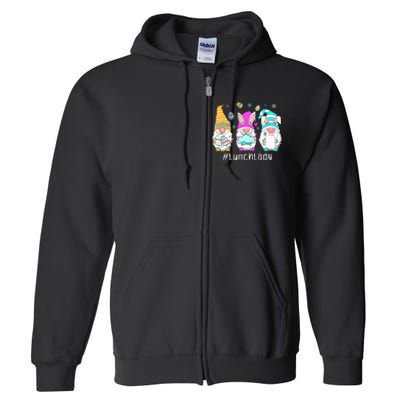 Cute Easter Day Gnome Love Lunch Lady  Matching Full Zip Hoodie