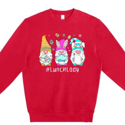 Cute Easter Day Gnome Love Lunch Lady  Matching Premium Crewneck Sweatshirt