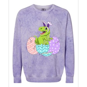 Cute Easter Dinosaur T Rex Bunny Easter Day Toddler  Colorblast Crewneck Sweatshirt