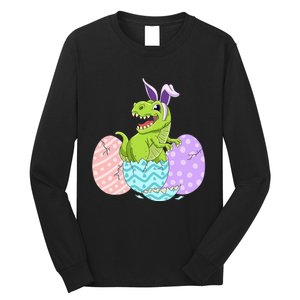 Cute Easter Dinosaur T Rex Bunny Easter Day Toddler  Long Sleeve Shirt