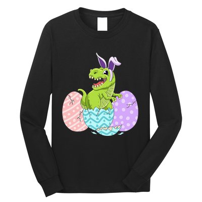 Cute Easter Dinosaur T Rex Bunny Easter Day Toddler  Long Sleeve Shirt