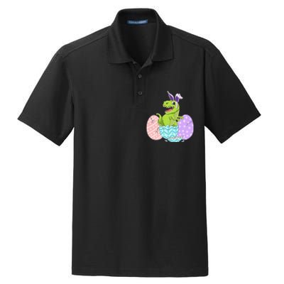 Cute Easter Dinosaur T Rex Bunny Easter Day Toddler  Dry Zone Grid Polo