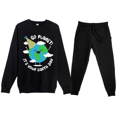 Cute Earth Day Go Planet Its Your Earth Day Boy Premium Crewneck Sweatsuit Set