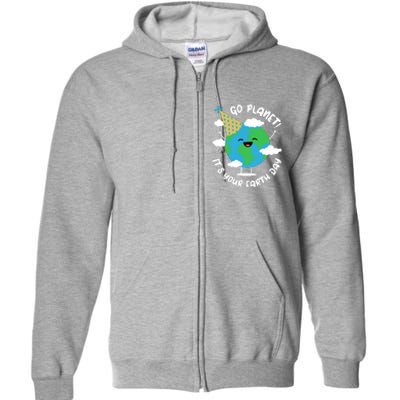 Cute Earth Day Go Planet Its Your Earth Day Boy Full Zip Hoodie