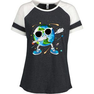 Cute Earth Day 2024 April 22 Earth Day Teacher Funny Dabbing Earth Day Enza Ladies Jersey Colorblock Tee