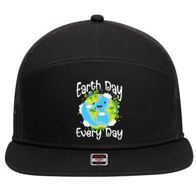 Cute Earth Day Every Day Save Our Planet Green Gift 7 Panel Mesh Trucker Snapback Hat