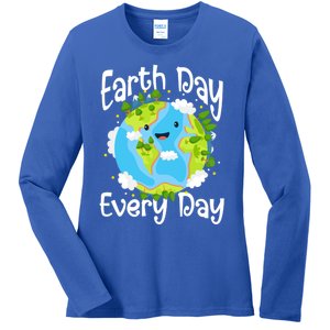 Cute Earth Day Every Day Save Our Planet Green Gift Ladies Long Sleeve Shirt