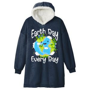 Cute Earth Day Every Day Save Our Planet Green Gift Hooded Wearable Blanket