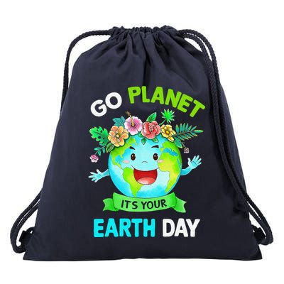 Cute Earth Day 2024 Go Planet Its Your Earth Day 2024 Drawstring Bag