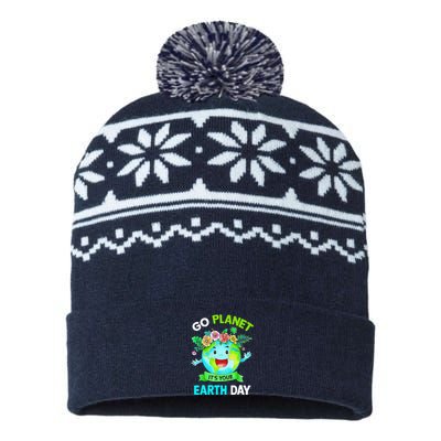 Cute Earth Day 2024 Go Planet Its Your Earth Day 2024 USA-Made Snowflake Beanie