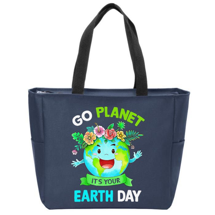 Cute Earth Day 2024 Go Planet Its Your Earth Day 2024 Zip Tote Bag