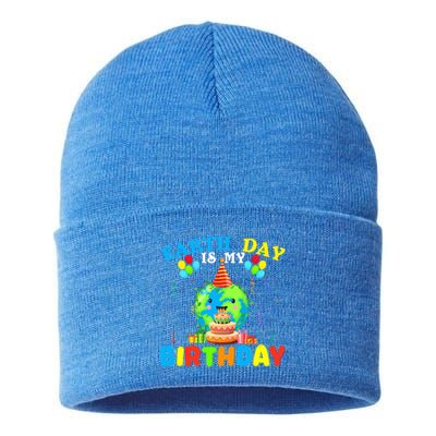 Cute Earth Day Is My Birthday April 22nd Bgiftday Environtal Cute Gift Sustainable Knit Beanie