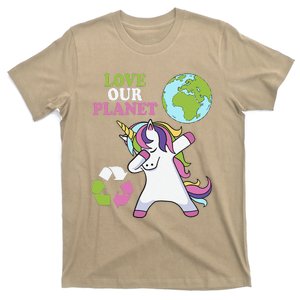 Cute Earth Day Unicorn Dabbing Love Our Planet Unicorns T-Shirt