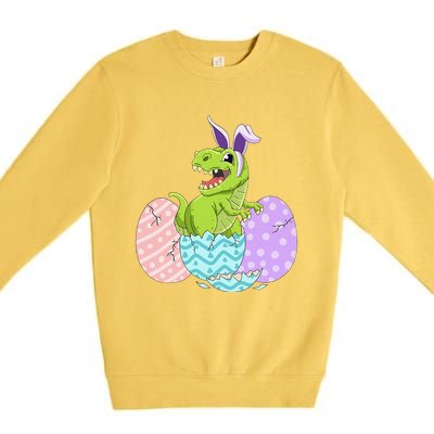 Cute Easter Dinosaur T Rex Bunny Easter Day Premium Crewneck Sweatshirt