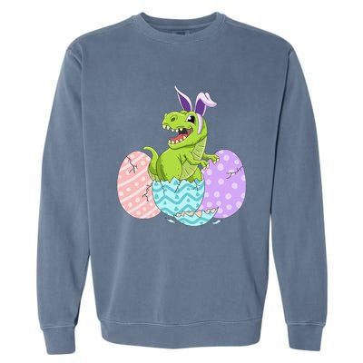 Cute Easter Dinosaur T Rex Bunny Easter Day Garment-Dyed Sweatshirt