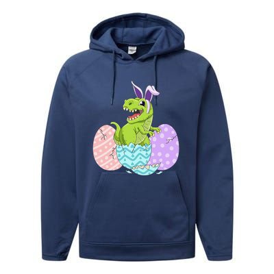 Cute Easter Dinosaur T Rex Bunny Easter Day Performance Fleece Hoodie