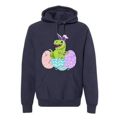 Cute Easter Dinosaur T Rex Bunny Easter Day Premium Hoodie