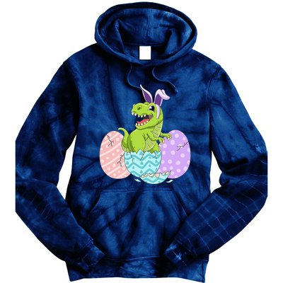 Cute Easter Dinosaur T Rex Bunny Easter Day Tie Dye Hoodie