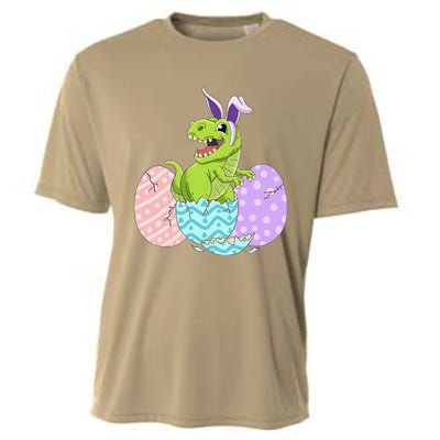 Cute Easter Dinosaur T Rex Bunny Easter Day Cooling Performance Crew T-Shirt