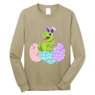 Cute Easter Dinosaur T Rex Bunny Easter Day Long Sleeve Shirt