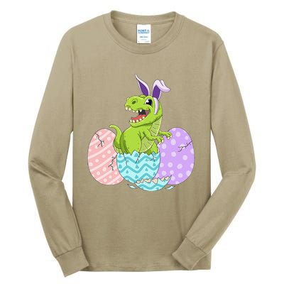 Cute Easter Dinosaur T Rex Bunny Easter Day Tall Long Sleeve T-Shirt