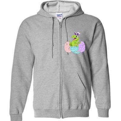 Cute Easter Dinosaur T Rex Bunny Easter Day Full Zip Hoodie