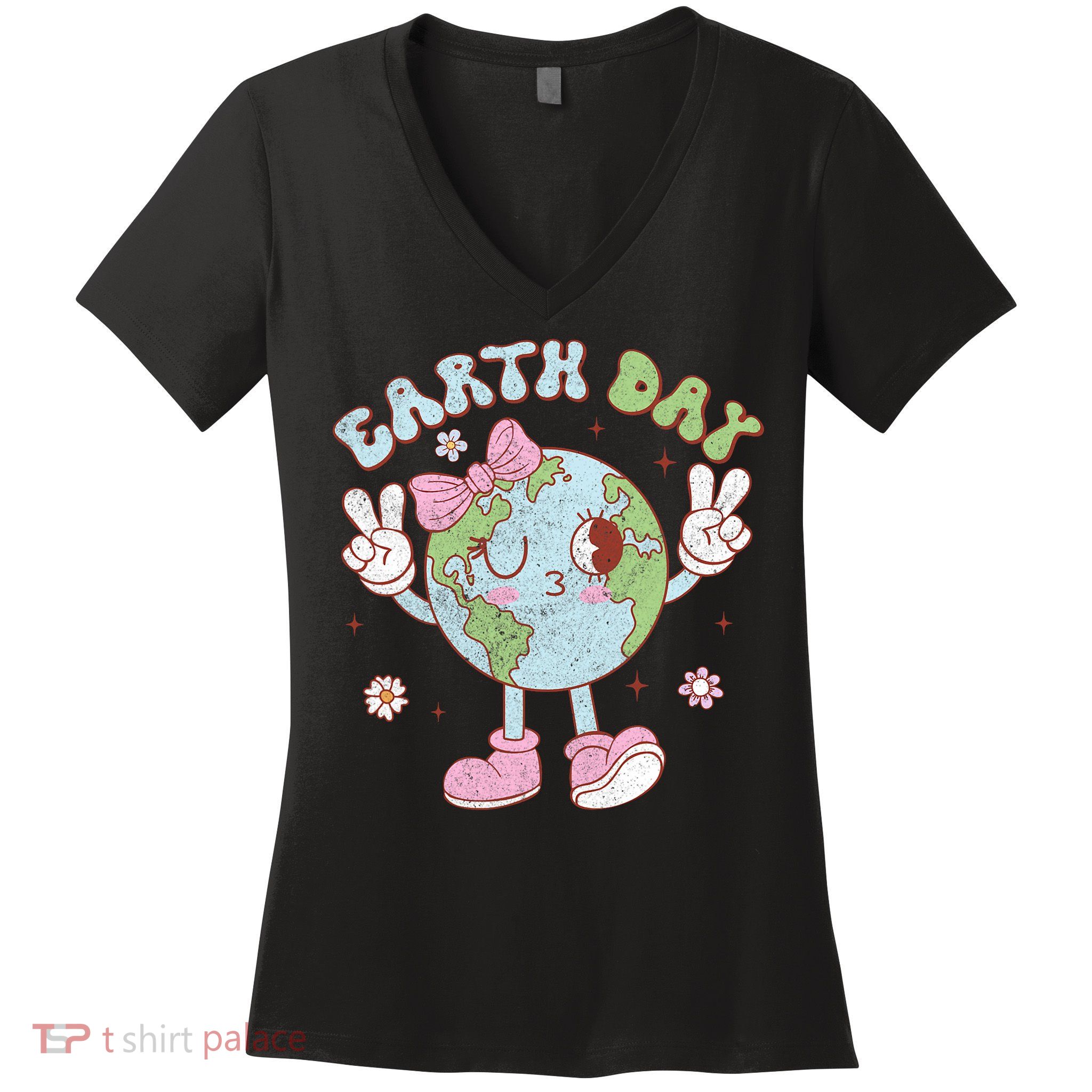 Cute Earth Day For Girl Save The Planet  Women's V-Neck T-Shirt