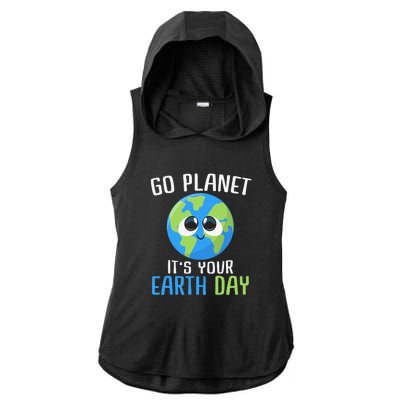 Cute Earth Day Go Planet Earth Day Ladies PosiCharge Tri-Blend Wicking Draft Hoodie Tank