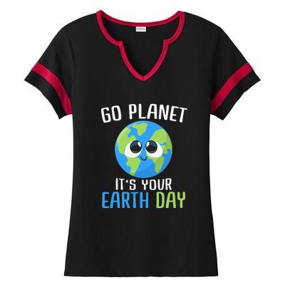 Cute Earth Day Go Planet Earth Day Ladies Halftime Notch Neck Tee