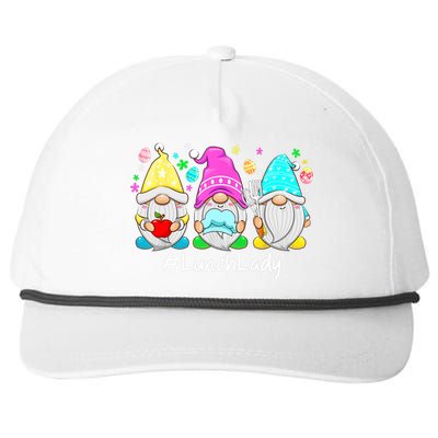 Cute Easter Day Gnome Love Lunch Lady Wo Matching Snapback Five-Panel Rope Hat