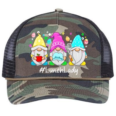 Cute Easter Day Gnome Love Lunch Lady Wo Matching Retro Rope Trucker Hat Cap