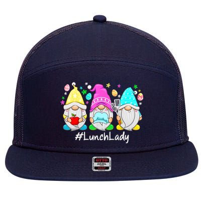 Cute Easter Day Gnome Love Lunch Lady Wo Matching 7 Panel Mesh Trucker Snapback Hat