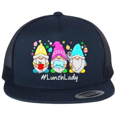 Cute Easter Day Gnome Love Lunch Lady Wo Matching Flat Bill Trucker Hat