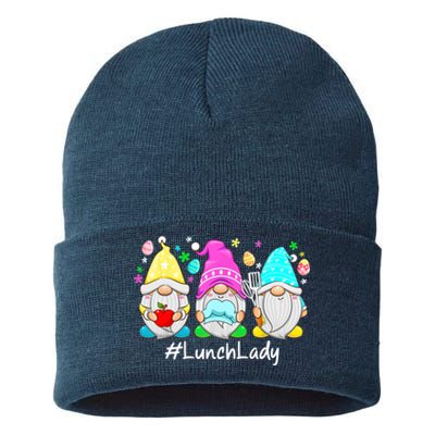 Cute Easter Day Gnome Love Lunch Lady Wo Matching Sustainable Knit Beanie