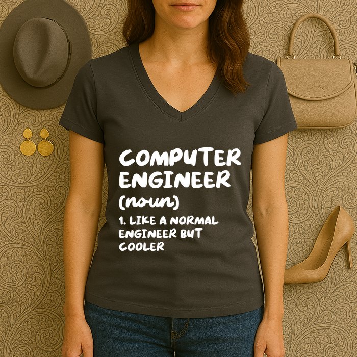 Computer Engineer Definition Funny Engineering Women's V-Neck T-Shirt
