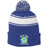 Cute Earth Day Every Day Save Our Planet Green Gift Stripe Pom Pom Beanie