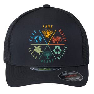 Celebrate Earth Day Save Rescue Recycle Plant Clean Care Flexfit Unipanel Trucker Cap